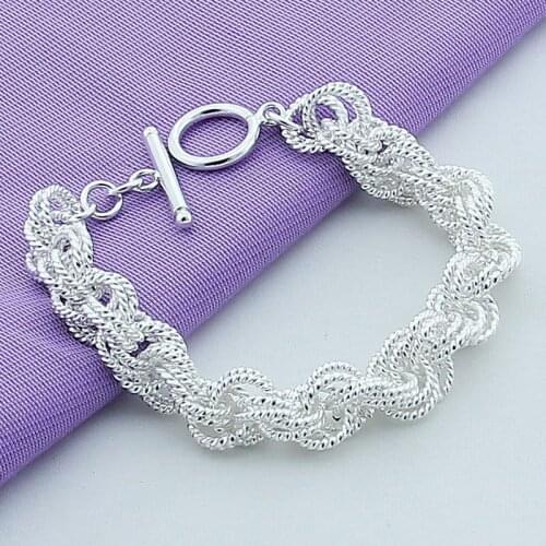 Free Shipping Silver 925 Jewelry Link Chain Bracelets & Bangles For Women Charm Jewelry Y137