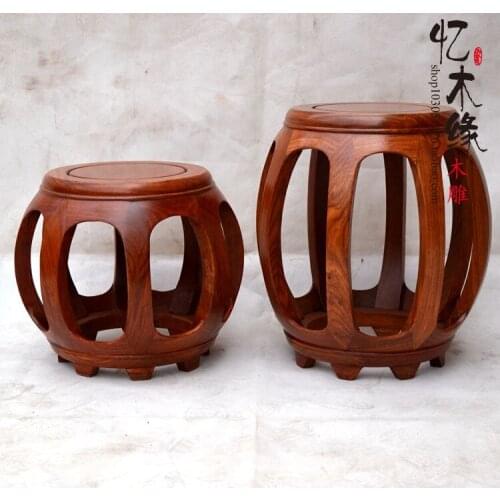 Boutique mahogany wood drum drum stool wooden shoes African pear flower drum zither stool