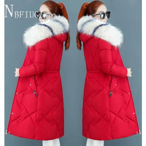 Black Red Beige Green Yellow Colors Women Parkas Faux Fur Collar Female Jacket