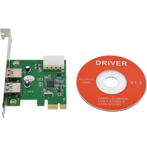 CHIPAL USB 3.0 PCI-E Expansion Card Adapter External 2 Port USB3.0 to 1X + PCIe Card 4pin Power Supply Port Connector