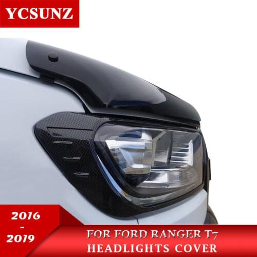 Carbon fiber color Headlights cover for ford ranger T7 T8 wildtrak everest endeavour 2016 2017 2018 2019 2020