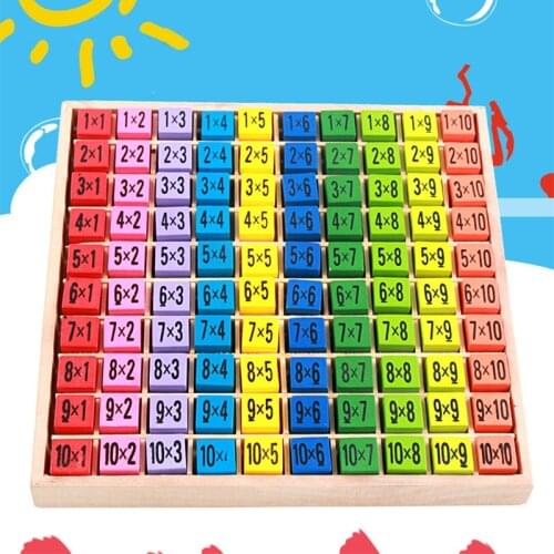 Baby Wooden Toys 99 Multiplication Table Math Toy 10*10 Figure Blocks Baby Learning Educational Montessori Gifts Toy