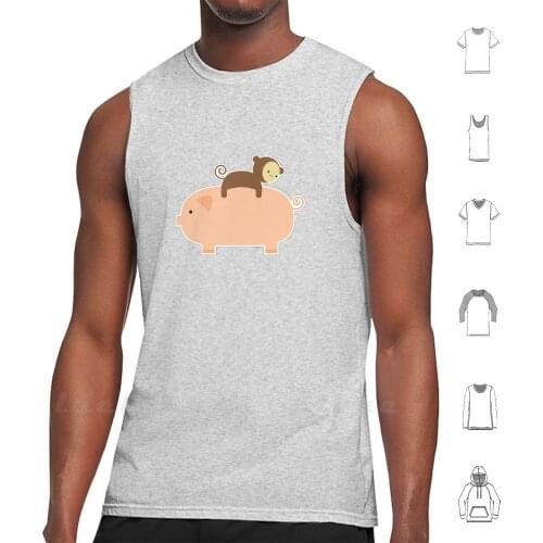 Baby Monkey Riding On A Pig Tank Tops Vest Sleeveless Baby Monkey Pig Riding Backwards On Internet Funny Animals