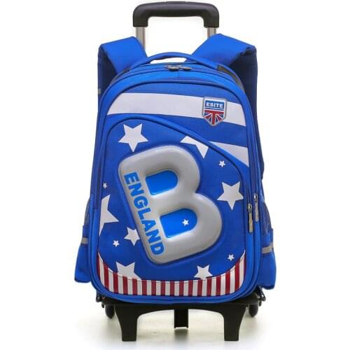 Kids 2/6 Wheels Removable Trolley Backpack Wheeled Bags Children School Bag Boys Travel Bags Childrens School Backpacks mochila