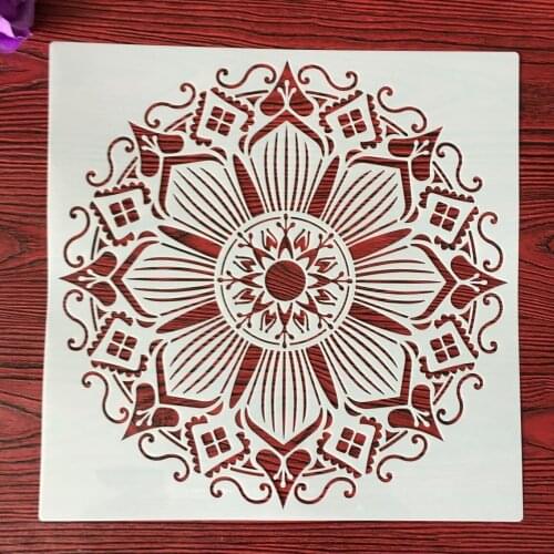 DIY Layering Stencils Wall Painting Scrapbook Coloring Embossing Album Decorative Template for walls 30 * 30cm Mandala Flowers
