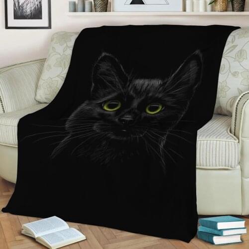 Black Cat Flannel Throw Blanket 3D Printed Keep Warm Sofa Child Blanket Home Decor Textiles Dream Family Gift