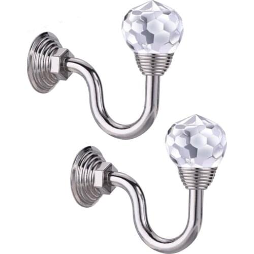 Hot YO-1 Pair Retro Crystal Glass Curtain Holdback Wall Tie Back Hook Hanger Holder Drawer Handle Curtain Accessories Hanger