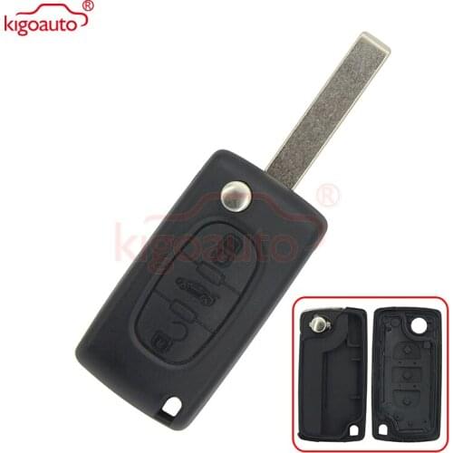 Kigoauto CE0523 3 Buttons middle trunk button HU83 key blade Flip Remote car Key Shell Blank Cover For Citroen key case