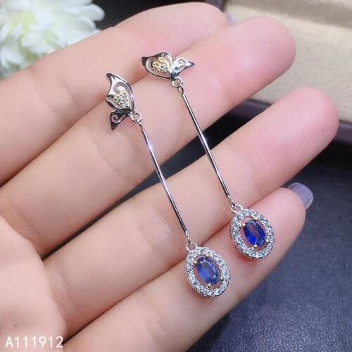 KJJEAXCMY fine jewelry natural sapphire 925 sterling siver women earrings support test fashion