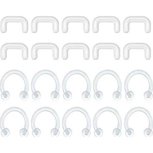 16G Clear Lip Nose Rings Hoop Flexible Septum Rings Piercing Cartilage Tragus Helix Earrings Retainer Labret Eyebrow