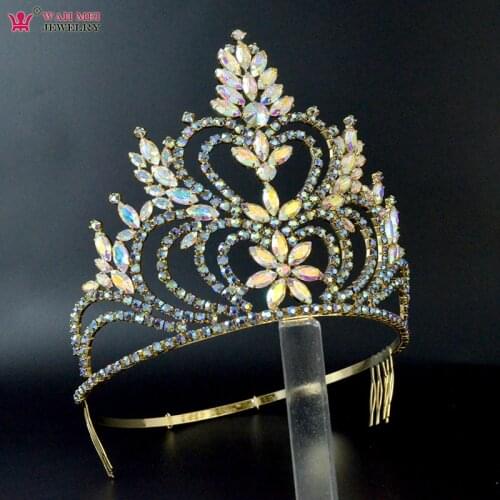 Crowns Tiaras 5.5 Inches Adjustable Headband Comb Bridal Wedding Hair Jewelry Pageant Crown Australian Colour Rhinestone Mo257