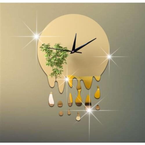 Creative 3 d raindrop decoration clock acrylic watch mirror wall clock mirror clock