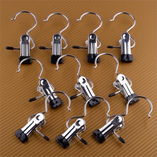 LETAOSK 10pcs Portable Slip-resistant Laundry Metal Socks Travel Home Hook Clothes Pin Boot Shoes Hanger Hold Pants Clips