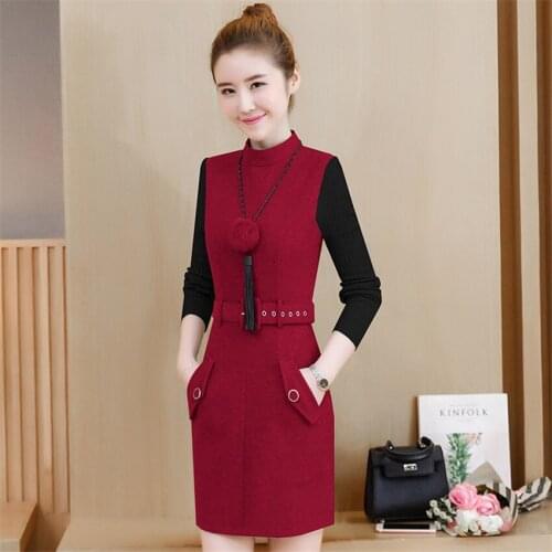Gowyimmes 2019 fashion warm autumn women woolen dress sexy lady long sleeve hip pakadge dress vestidos Winter Bottomings PD631