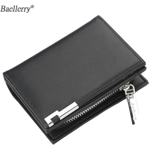 Baellerry Mens Clutch Bags Leather High Quality Men Wallet With Zipper Coin Pocket Brand Business Luxury Short Purse Male