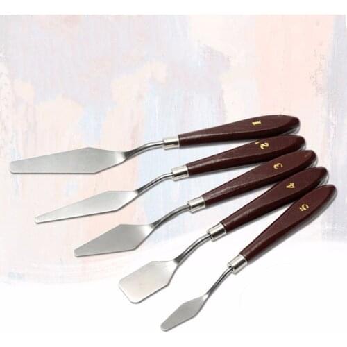 5Pcs/Lot Stainless Steel Artist Painting Palette Knife Spatula Oil Painting Paint Art Craft Metal Spatula Set