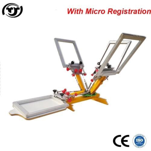 Desktop 4 color 1 station t-shirts manual screen printing machine with micro registration