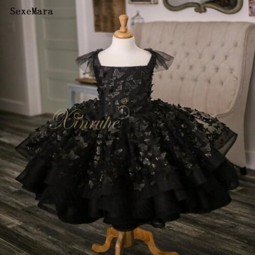 New Pageant Dresses for Girls Kids Ball Gowns Tiered Ruffles Backless First Communion Dresses For Girls