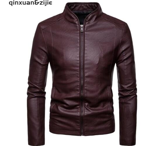 Qinxuan&Zijie Men's Faux Leather Jackets
