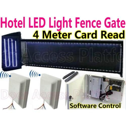 Hotel Car Parking system 4M LED Light Arm Fence Barrier gate Access controller Car Park lot with Vehicle Barrier device full kit