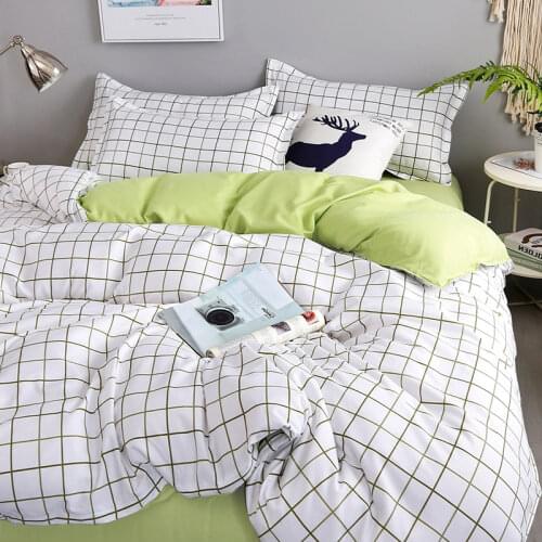 Stylish And Simple Double-sided Household Bedding 4Pices Set Bed Cover Double Large Machine Washable