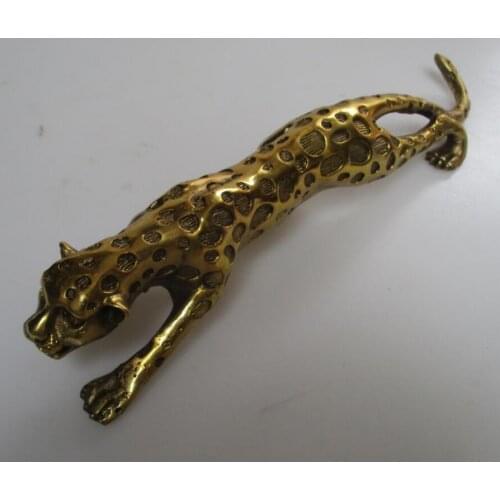 Wedding Decorations/christmas gift 13" Chinese brass Carved Leopard Statue/Animal Sculpture christmas decorations for home