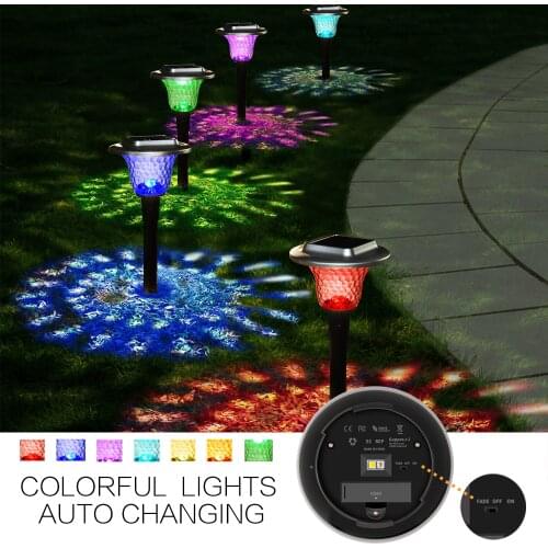 Solar Lights Outdoor, Auto Changing Solar Pathway Colorful Bright Glass Garden Lights,Waterproof Solar Powered Landscape Lights