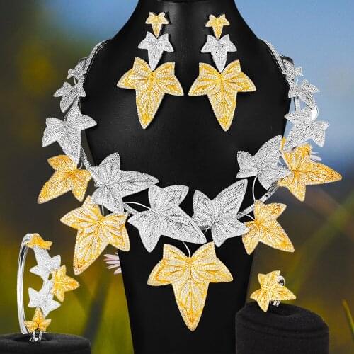 Blachette Jewelry Nigerian Statement Brand Women Bridal Luxry Dubai Wedding 4PCS Cubic Zirconia Necklace Earrings Bangle Ring