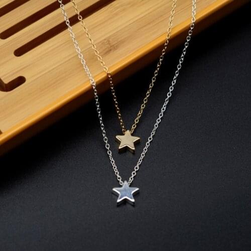 Pendant Star Moon Necklace For Woman Chain Wedding Engagement Fine Jewelry Gold Plated Party Accessory