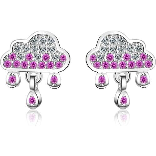 New Fashion Sweet Lovely Zircon Gradient Cloud Raindrop 925 Sterling Silver Earrings For Women oorbellen pendientes