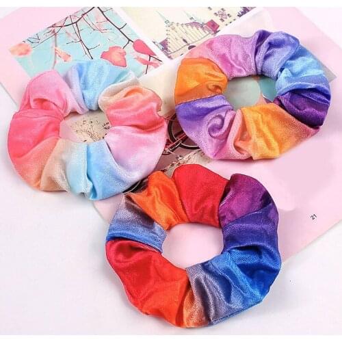 1PC Velvet Scrunchie Women Girls Elastic Hair Bands Rainbow Soft Ponytail Holders Headband Hair Ring Rope Girls Hair Accessories