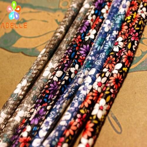 10m Faux Leather cord PU String Round Flower 6mm Vintage DIY Accessory Zakka Sewing Thread Belt free shipping 5 colors