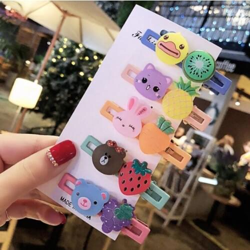 120pcs/lot DIY Simple Multi ABS Fruits Cartoon Animals Hair Clip Childen Hairpins Hair Styling Tools Hair Accessories HA1231