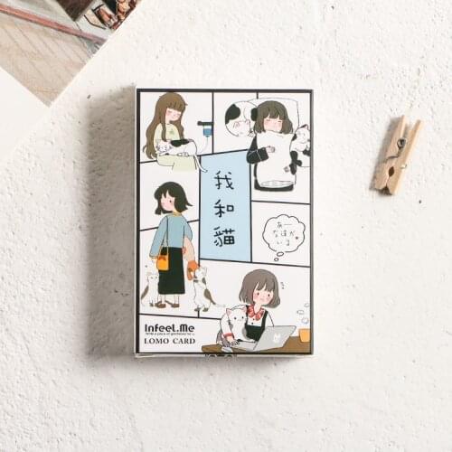 28 Sheets/Set Cute Cat and me Mini Lomo Postcard/Greeting Card/Birthday Letter Envelope Gift Card Message Card