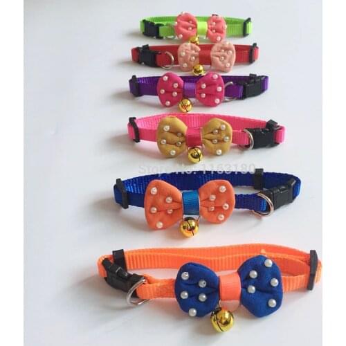 36pcs/lot Safety Dog Cat Pet Collar Cute Bow Tie Dog Collars With Bell Puppy Kitten Necktie Collar Pet Supplies Free Shipping