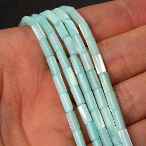 4x8mm Natural Mother of Pearl Shell Tube Column Beads Dyed Green Pearl Shell Loose Beads for Jewelry Making DIY Bracelet 15"