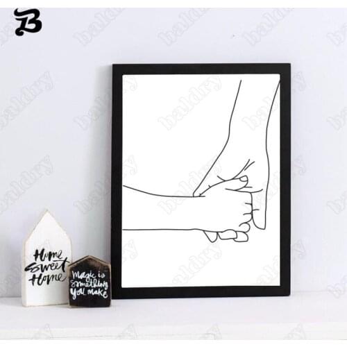 Abstract Line Art Canvas Painting Mom Holding Hands Child Poster Print Wall Art Nordic Modern Wall Pictures for Kids Room Decor