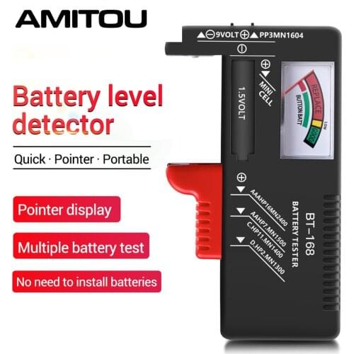 AMITOU BT-168 Digital Lithium Battery Capacity Tester Display Checkered Analyzer Display AAA AA Button Cell Electric Tool