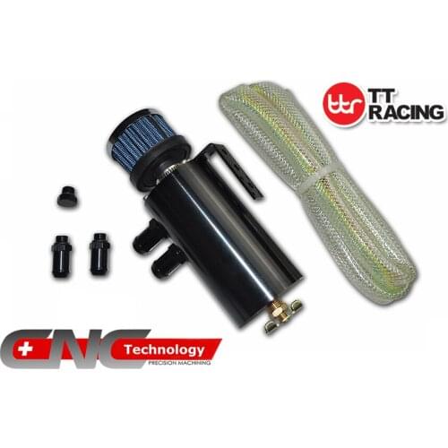 K_CAN_BK - Baffle 12mm 15mm 0.5L Oil Catch Can Reservoir Tank w/ Breather Filter Fit Nissan Black