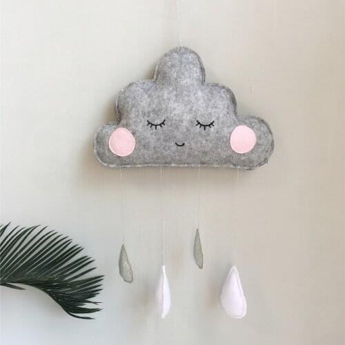Large Nordic Felt Cloud Raindrops Baby Room Wall Decorations Tents Decor Clouds Smiles Photography Props Kids Room Decoration