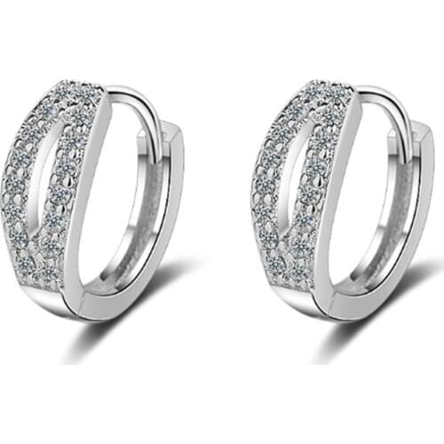 Net red simple personality temperament fashion popular wild zircon female models silver plated ear rings YE054