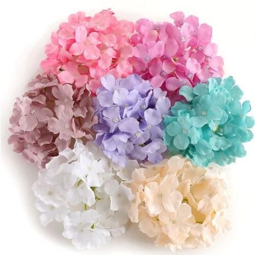 Decorative Flower Head Silk fake Flowers Artificial Hydrangea Home Wedding Party Birthday Wall Road Lead Arch Rose Flowers DIY