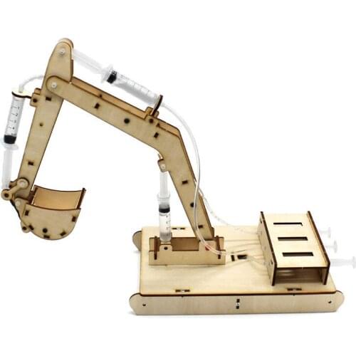 Wood Hydraulic Excavator Model Childrens Toys Wood Handicraft Materials Science Experiment