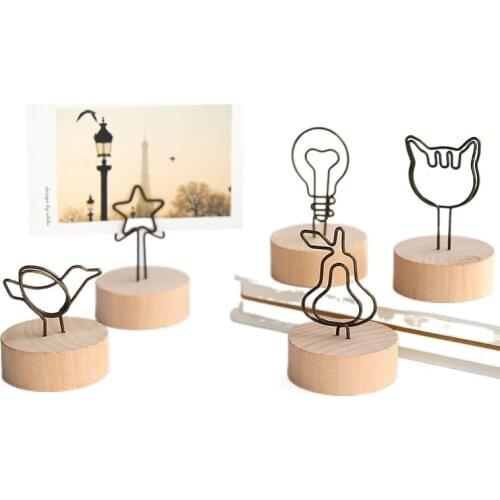 Wood Figurines Home Decore Creative Round Iron Note Clip Business Card Clip Photo Clips Decorations for Home desk decoration