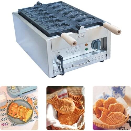Electric Taiyaki Fish Waffle Machine Six Moulds Fish Shaped Waffle Cake Mold Making Pan Ice Cream Waffle Maker 220V/110V