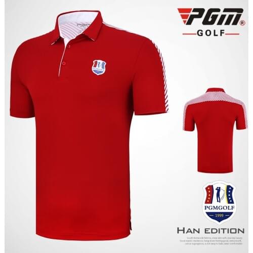 PGM Golf Mens Short Sleeve T-shirt Summer Breathable Golf Shirts Male Turn Down Collar Tennis/Golf Sportswear D0746