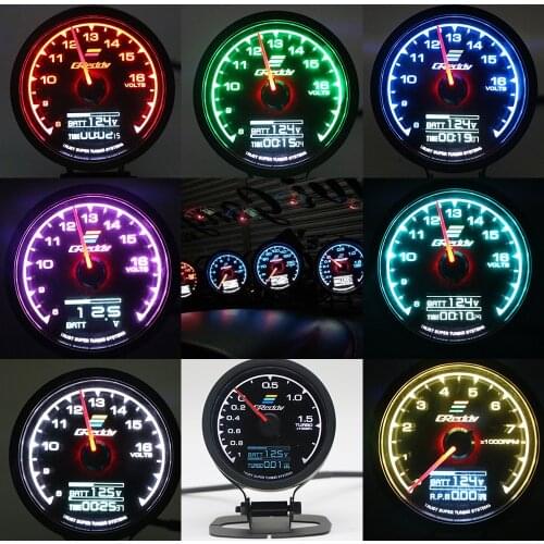 62mm GReddi Multi D/A gauge 7 Color Car Digital Display Turbo Boost Water Temp Gauge 2.5 Inch
