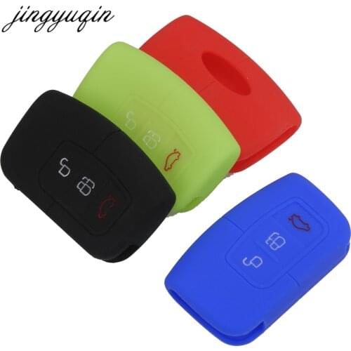 Jingyuqin 30pcs/lot 3 Button Remote Silicone Car Fob Key Case Cover For Ford Focus 2016 2017 Smart Keyless Holder Protector