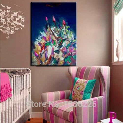 Canvas painted picture flower painting abstract oil painting magnolia flower oil painting decoration flower home decor bedrooms