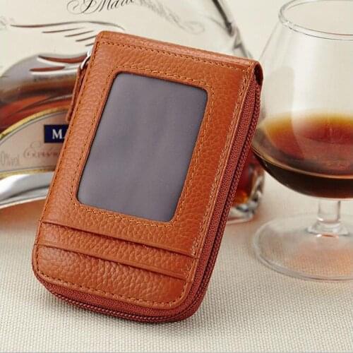ISKYBOB Genuine Leather Unisex Card Holder Wallets High Quality Female Credit Card Holders Women Pillow Card holder Purse
